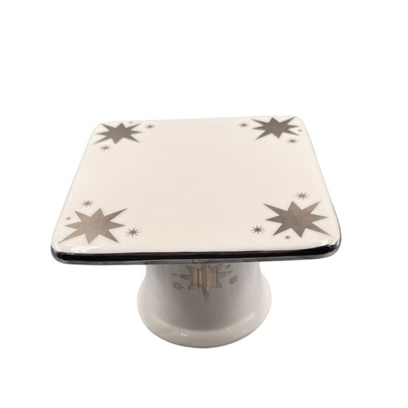 Vintage Bath and Body Works 1999 Pedestal Candle Holder Silver Stars - Picture 1 of 9